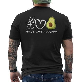 Peace Love Avocado Retro Avocado Lover Fruit Lover Men's T-shirt Back Print - Seseable