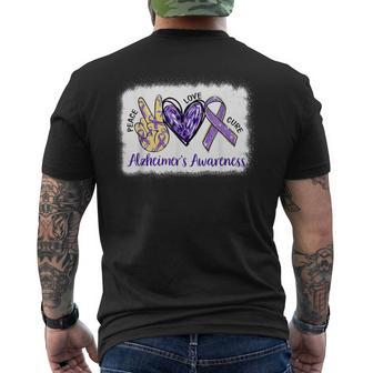 Peace Love Cure Alzheimers Awareness 2023 Men's T-shirt Back Print - Monsterry DE
