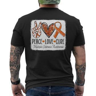 Peace Love Cure Ms Warrior Multiple Sclerosis Awareness Men's T-shirt Back Print | Mazezy