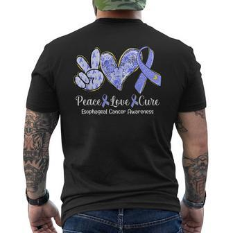 Peace Love Cure Periwinkle Ribbon Esophageal Cancer Men's T-shirt Back Print | Mazezy