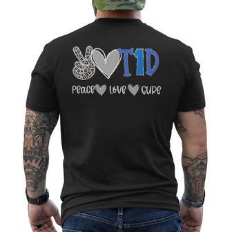 Peace Love Cure Type One Diabetes Awareness T1d Men's T-shirt Back Print - Monsterry CA