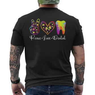 Peace Love Dental Tie Dye Dentist For Women Men's T-shirt Back Print - Thegiftio