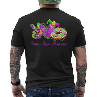 Peace Love King Cake Mardi Gras Outfit Party Carnival Men's T-shirt Back Print - Monsterry