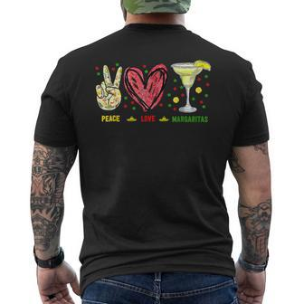 Peace Love Margarita Cinco De Mayo Drinking Party Men's T-shirt Back Print - Seseable