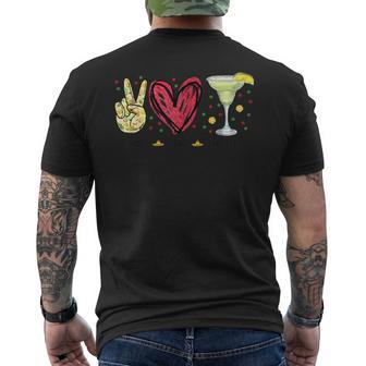 Peace Love Margarita Cinco De Mayo Drinking Party Men's T-shirt Back Print - Monsterry UK