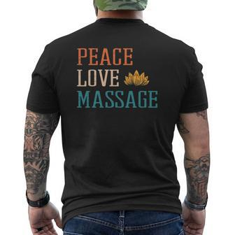 Peace Love Massage Muscle Therapy Massage Spa Oil Treat Soft Mens Back Print T-shirt | Mazezy