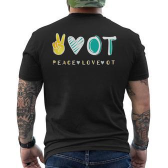 Peace Love Ot Ota Occupational Therapy Therapist Men's T-shirt Back Print | Mazezy