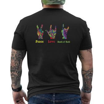 Peace Love Rock And Roll Hippie Hippies Retro Hippy Mens Back Print T-shirt - Thegiftio UK