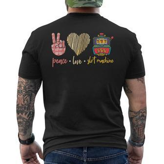 Peace Love Slot Machine Lucky Las Vegas Casino Game Men's T-shirt Back Print - Monsterry UK
