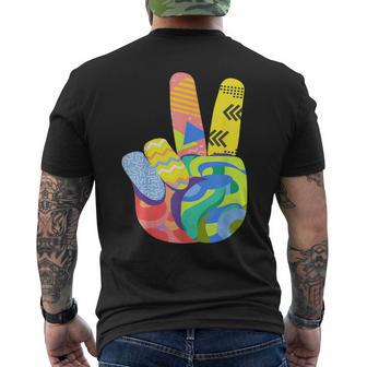 Peace Sign Hand Tie Dye Hippie 60S 70S 80S Boys Girls Men's T-shirt Back Print - Monsterry CA