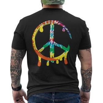 Peace Sign Retro 60S 70S Style Hippie Tie Dye Watercolor Mens Back Print T-shirt - Thegiftio UK