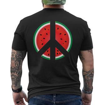 Peace Sign Watermelon Fruit Graphic Men's T-shirt Back Print - Monsterry