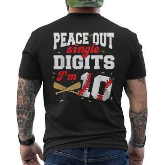 Peace Out Single Digits I'm 10 Baseball 10Th Birthday Men's T-shirt Back Print - Seseable