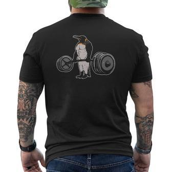 Penguin Deadlift Fitness Bodybuilder Bird Animal Mens Back Print T-shirt | Mazezy