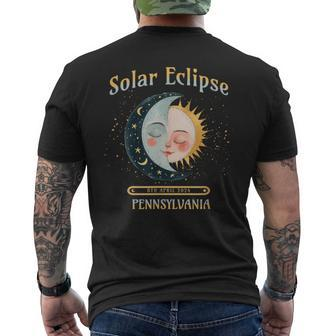 Pennsylvania Total Solar Eclipse 2024 Souvenir Retro Men's T-shirt Back Print - Monsterry