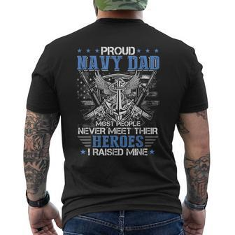 Most People Never Meet Their Heroes Proud Dad Navy Idea Mens Back Print T-shirt - Thegiftio UK
