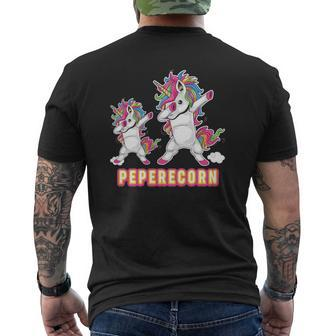 Peperecorn Pepere And Baby Unicorn Father's Day Dad Papa Daddy Mens Back Print T-shirt | Mazezy