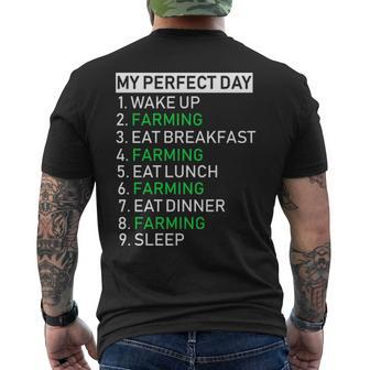 My Perfect Day Farmer Cool Hilarious Farm Farming Men's T-shirt Back Print | Mazezy