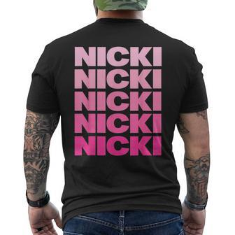 Personalized Name Nicki I Love Nicki Pink Vintage Men's T-shirt Back Print | Mazezy