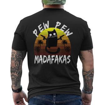 Pew Pew Pew Madafakas Motherfuckers Cat With Weapons Vintage Men's T-shirt Back Print - Monsterry CA