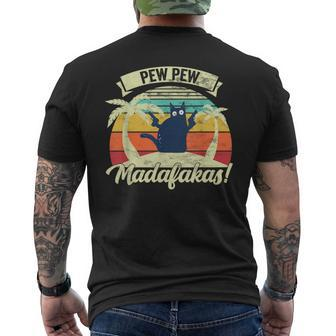 Pew Pew Madafakas Vintage Cat Fun T-Shirt mit Rückendruck - Seseable