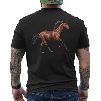 Pferd Braun Hengst Brauner Schwarze Mähne T-Shirt mit Rückendruck - Geschenkecke