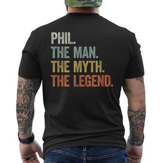 Phil The Man The Myth The Legend Cool First Name Men's T-shirt Back Print - Seseable