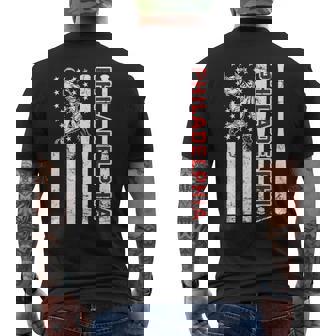 Philadelphia Baseball American Flag Vintage Baseball Fans Men's T-shirt Back Print - Seseable
