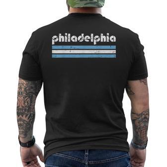 Philadelphia Pennsylvania Retro Three 3 Stripes Weathered Men's T-shirt Back Print - Monsterry CA