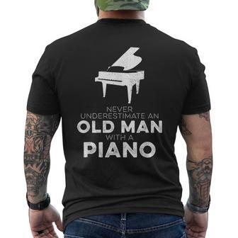 Pianist Never Underestimate An Old Man With A Piano Humor Men's T-shirt Back Print - Monsterry CA