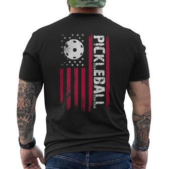 Pickleball American Flag Patriotic Usa Fun Leisurely Sport Men's T-shirt Back Print - Monsterry UK