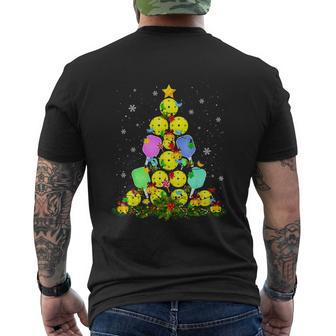 Pickleball Christmas Tree Santa Pickleball Xmas Lights Mens Back Print T-shirt - Thegiftio