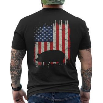 Pig 4Th Of July Pig American Flag Patriotic Farm Men's T-shirt Back Print | Mazezy