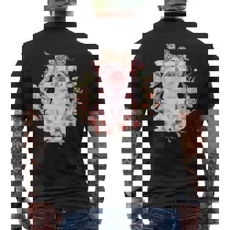 Pig With Leopard Headband Flower Cute Pig Lover Men's T-shirt Back Print | Mazezy