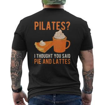Pilates Pun Pie And Lattes Coffee Pumpkin Spice Lover Mens Back Print T-shirt | Mazezy