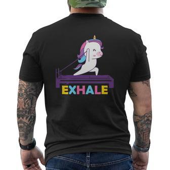 Pilates Training Workout Sport Club Exhale Unicorn Mens Back Print T-shirt | Mazezy UK