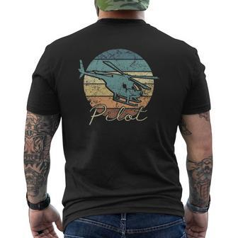 Pilot Helicopter Vintage Dad Father Mens Back Print T-shirt | Mazezy CA