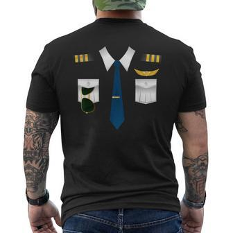 Pilot Uniform Costume Airplane Aviation Flying Airline Men's T-shirt Back Print - Seseable