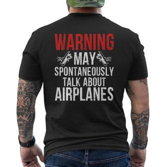 Pilot Warning May Spontaneously Talk About Airplanes Mens Back Print T-shirt - Seseable
