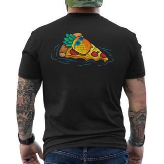 Pineapple Pizza Hawaiian Floating Food Snack Lover Men's T-shirt Back Print - Monsterry