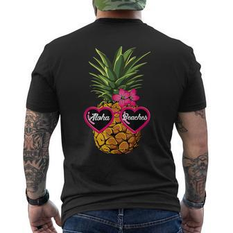 Pineapple Sunglasses T Aloha Beaches Hawaiian Hawaii Men's T-shirt Back Print - Monsterry