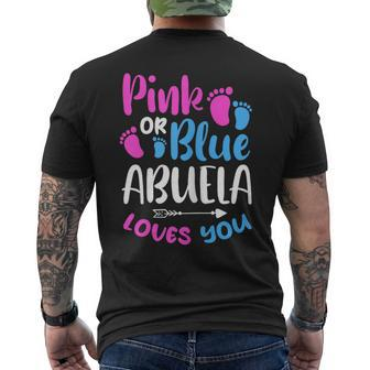 Pink Or Blue Abuela Loves You Gender Reveal Spanish Grandma Men's T-shirt Back Print - Monsterry