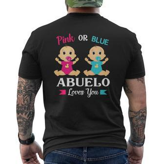 Pink Or Blue Abuelo Loves You Grandpa Grandfather Mens Back Print T-shirt | Mazezy