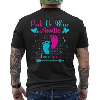 Pink Or Blue Auntie Loves You Cute Gender Reveal Party Baby Men's T-shirt Back Print - Thegiftio UK
