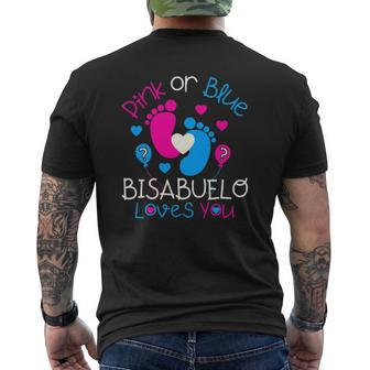 Pink Or Blue Bisabuelo Loves You Baby Gender Reveal Mens Back Print T-shirt | Mazezy