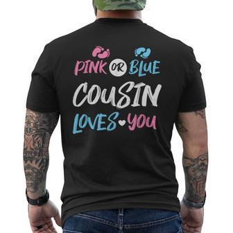 Pink Or Blue Cousin Loves You Gender Reveal Men's T-shirt Back Print - Monsterry AU