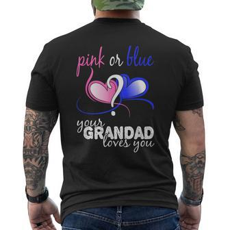Pink Or Blue Gender Reveal Your Grandad Loves You T Men's T-shirt Back Print - Seseable