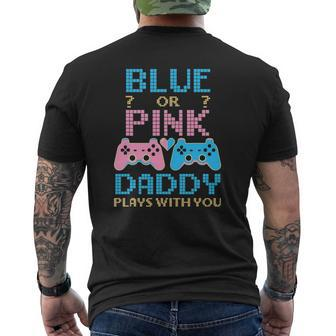 Pink Or Blue Gender Reveal Video Game Dad Gamer Daddy Father Mens Back Print T-shirt | Mazezy