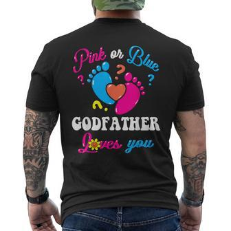 Pink Or Blue Godfather Loves You Baby Gender Reveal Party Men's T-shirt Back Print - Monsterry UK