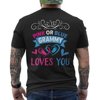 Pink Or Blue Grammy Loves You Gender Reveal Party Shower Men's T-shirt Back Print - Monsterry UK